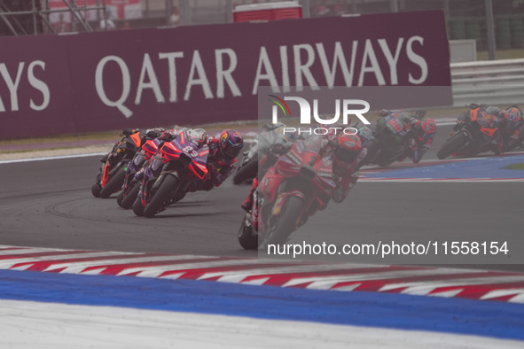 Francesco Bagnaia and Jorge Martin participate in the Gran Premio Red Bull di San Marino e della Riviera di Rimini Grand Prix Race MotoGP on...