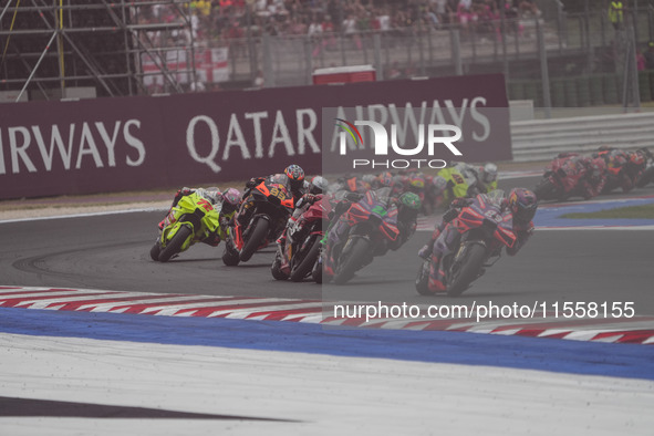 Francesco Bagnaia and Jorge Martin participate in the Gran Premio Red Bull di San Marino e della Riviera di Rimini Grand Prix Race MotoGP on...