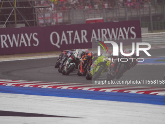 Maverick Vinales and Fabio Di Giannantonio participate in the Gran Premio Red Bull di San Marino e della Riviera di Rimini Grand Prix Race M...