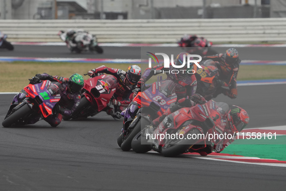 Francesco Bagnaia and Jorge Martin participate in the Gran Premio Red Bull di San Marino e della Riviera di Rimini Grand Prix Race MotoGP on...