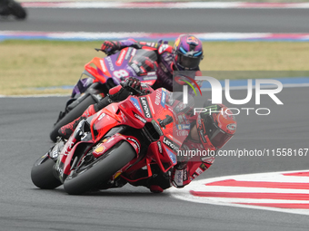 Francesco Bagnaia and Jorge Martin participate in the Gran Premio Red Bull di San Marino e della Riviera di Rimini Grand Prix Race MotoGP on...