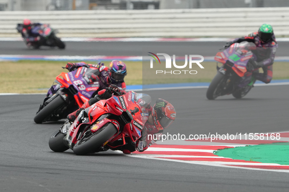 Francesco Bagnaia and Jorge Martin participate in the Gran Premio Red Bull di San Marino e della Riviera di Rimini Grand Prix Race MotoGP on...