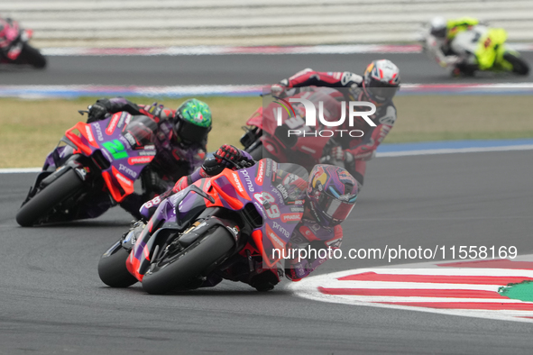 Francesco Bagnaia and Jorge Martin participate in the Gran Premio Red Bull di San Marino e della Riviera di Rimini Grand Prix Race MotoGP on...