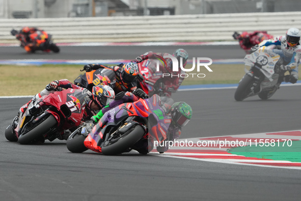 Franco Morbidelli and Pedro Acosta participate in the Gran Premio Red Bull di San Marino e della Riviera di Rimini Grand Prix Race MotoGP on...