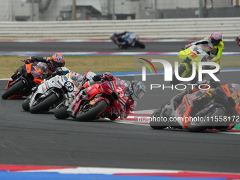 Brad Binder, Enea Bastianini, and Marc Marquez during the Gran Premio Red Bull di San Marino e della Riviera di Rimini Grand Prix Race MotoG...