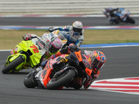 Jack Miller and Marco Bezzecchi participate in the Gran Premio Red Bull di San Marino e della Riviera di Rimini Grand Prix Race MotoGP on Su...