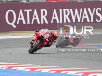 Francesco Bagnaia participates in the Gran Premio Red Bull di San Marino e della Riviera di Rimini Grand Prix Race MotoGP on Sunday at Misan...