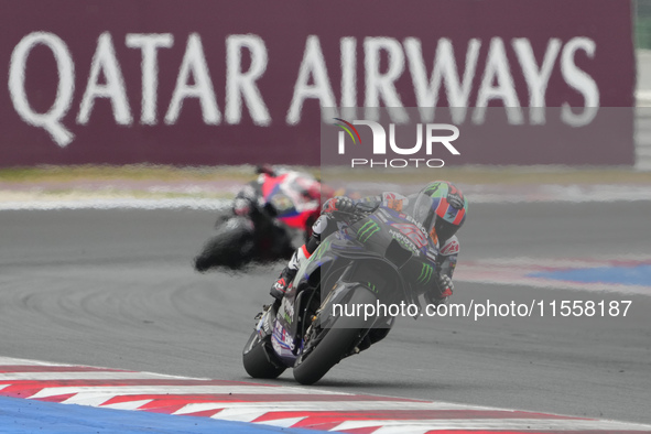 Alex Rins participates in the Gran Premio Red Bull di San Marino e della Riviera di Rimini Grand Prix Race MotoGP on Sunday, MotoGP of San M...