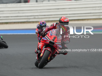 Francesco Bagnaia participates in the Gran Premio Red Bull di San Marino e della Riviera di Rimini Grand Prix Race MotoGP on Sunday at Misan...