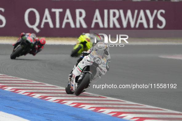 Alex Marquez participates in the Gran Premio Red Bull di San Marino e della Riviera di Rimini Grand Prix Race MotoGP on Sunday at the Misano...