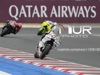 Alex Marquez participates in the Gran Premio Red Bull di San Marino e della Riviera di Rimini Grand Prix Race MotoGP on Sunday at the Misano...