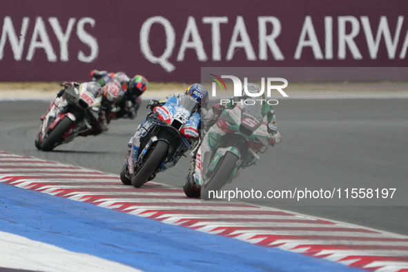 Johann Zarco and Miguel Oliveira participate in the Gran Premio Red Bull di San Marino e della Riviera di Rimini Grand Prix Race MotoGP on S...