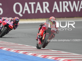 Francesco Bagnaia participates in the Gran Premio Red Bull di San Marino e della Riviera di Rimini Grand Prix Race MotoGP on Sunday at Misan...