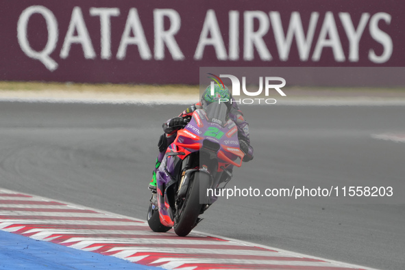 Franco Morbidelli participates in the Gran Premio Red Bull di San Marino e della Riviera di Rimini Grand Prix Race MotoGP on Sunday at Misan...