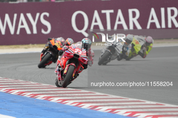 Enea Bastianini participates in the Gran Premio Red Bull di San Marino e della Riviera di Rimini Grand Prix Race MotoGP on Sunday, MotoGP of...