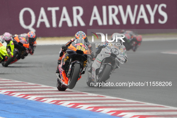 Brad Binder and Marc Marquez during the Gran Premio Red Bull di San Marino e della Riviera di Rimini Grand Prix Race MotoGP on Sunday at Mis...