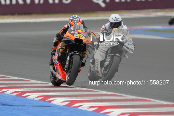 Brad Binder and Marc Marquez during the Gran Premio Red Bull di San Marino e della Riviera di Rimini Grand Prix Race MotoGP on Sunday at Mis...