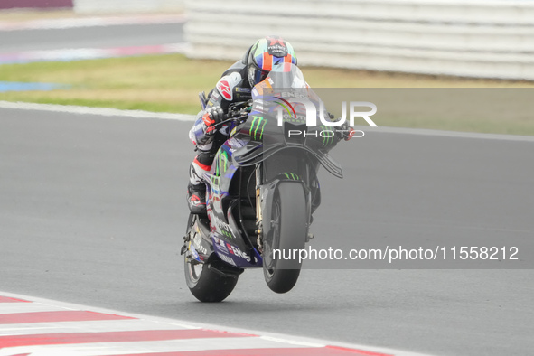 Alex Rins participates in the Gran Premio Red Bull di San Marino e della Riviera di Rimini Grand Prix Race MotoGP on Sunday, MotoGP of San M...