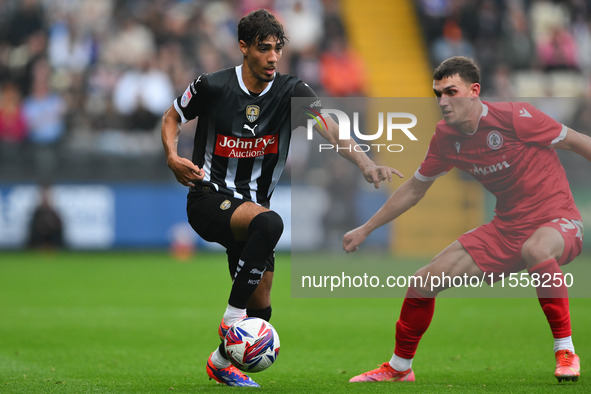 George Abbott of Notts County is in action during the Sky Bet League 2 match between Notts County and Accrington Stanley at Meadow Lane in N...