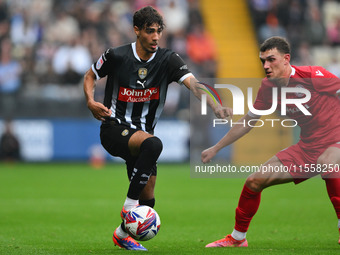 George Abbott of Notts County is in action during the Sky Bet League 2 match between Notts County and Accrington Stanley at Meadow Lane in N...