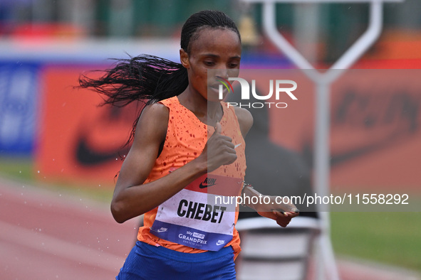 Beatrice Chebet of Kenya participates in the Grand Prix Brescia 2024 in Brescia, Italy, on September 8, 2024. 