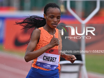 Beatrice Chebet of Kenya participates in the Grand Prix Brescia 2024 in Brescia, Italy, on September 8, 2024. (