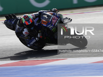 Alex Rins of Spain and Monster Energy Yamaha MotoGP rides on track during the Race of MotoGP of San Marino at Misano World Circuit in Misano...