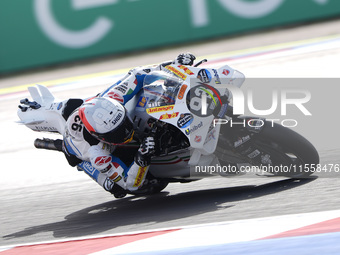 Marc Marquez of Spain and Gresini Racing MotoGP rides on track during the Race of MotoGP of San Marino at Misano World Circuit in Misano Adr...