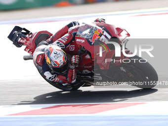 Pedro Acosta of Spain and Red Bull GASGAS Tech3 rides on track during the Race of MotoGP of San Marino at Misano World Circuit in Misano Adr...