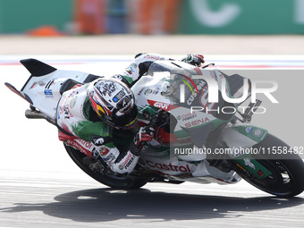 Johann Zarco of France and LCR Honda rides on track during the Race of MotoGP of San Marino at Misano World Circuit in Misano Adriatico, Ita...