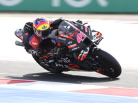 Aleix Espargaro of Spain and Aprilia Racing rides on track during the Race of MotoGP of San Marino at Misano World Circuit in Misano Adriati...