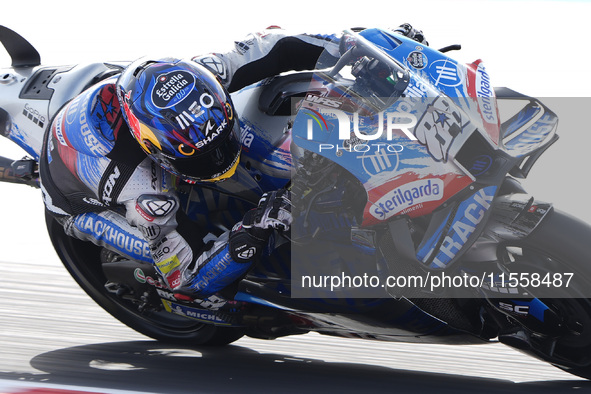 Miguel Oliveira of Portugal and Trackhouse Racing rides on track during the Race of MotoGP of San Marino at Misano World Circuit in Misano A...