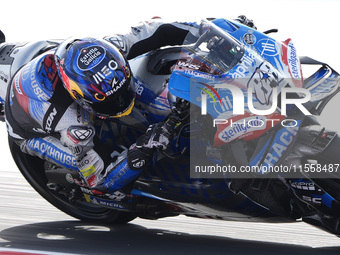 Miguel Oliveira of Portugal and Trackhouse Racing rides on track during the Race of MotoGP of San Marino at Misano World Circuit in Misano A...