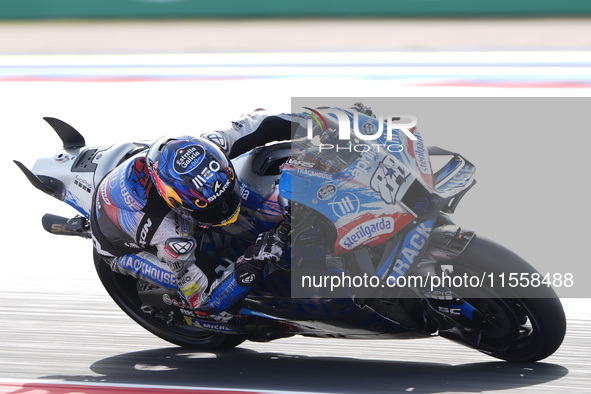 Miguel Oliveira of Portugal and Trackhouse Racing rides on track during the Race of MotoGP of San Marino at Misano World Circuit in Misano A...