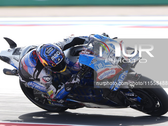 Miguel Oliveira of Portugal and Trackhouse Racing rides on track during the Race of MotoGP of San Marino at Misano World Circuit in Misano A...