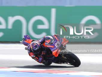 Jorge Martin of Spain and Prima Pramac Racing rides on track during the Race of MotoGP of San Marino at Misano World Circuit in Misano Adria...