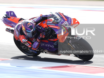 Jorge Martin of Spain and Prima Pramac Racing rides on track during the Race of MotoGP of San Marino at Misano World Circuit in Misano Adria...