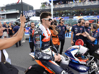 Ivan Ortola of Spain and MT Helmets - MSI looks on prior to the Moto3 Race of MotoGP of San Marino at Misano World Circuit in Misano Adriati...