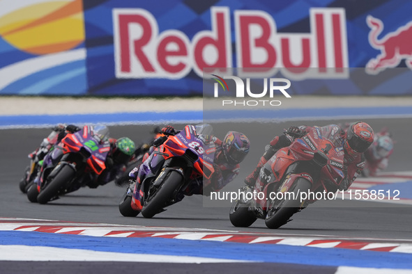 Francesco Bagnaia of Italy and Ducati Lenovo Team participates in the Race of MotoGP of San Marino at Misano World Circuit in Misano Adriati...