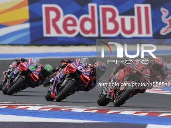 Francesco Bagnaia of Italy and Ducati Lenovo Team participates in the Race of MotoGP of San Marino at Misano World Circuit in Misano Adriati...