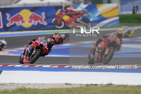 Francesco Bagnaia of Italy and Ducati Lenovo Team participates in the Race of MotoGP of San Marino at Misano World Circuit in Misano Adriati...