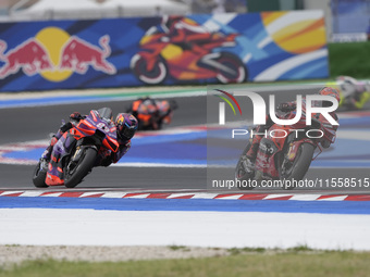 Francesco Bagnaia of Italy and Ducati Lenovo Team participates in the Race of MotoGP of San Marino at Misano World Circuit in Misano Adriati...