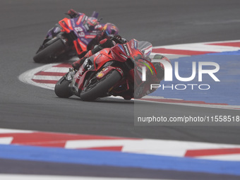 Francesco Bagnaia of Italy and Ducati Lenovo Team participates in the Race of MotoGP of San Marino at Misano World Circuit in Misano Adriati...