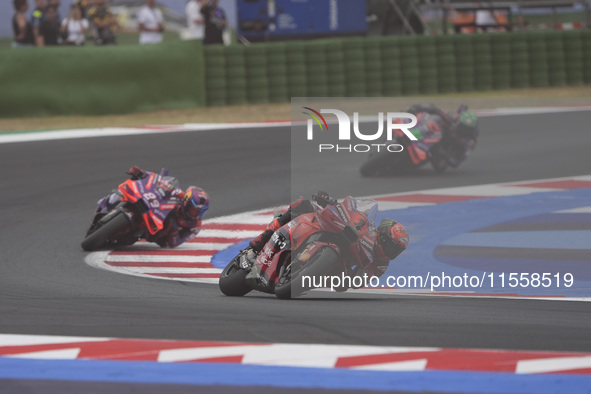 Francesco Bagnaia of Italy and Ducati Lenovo Team participates in the Race of MotoGP of San Marino at Misano World Circuit in Misano Adriati...