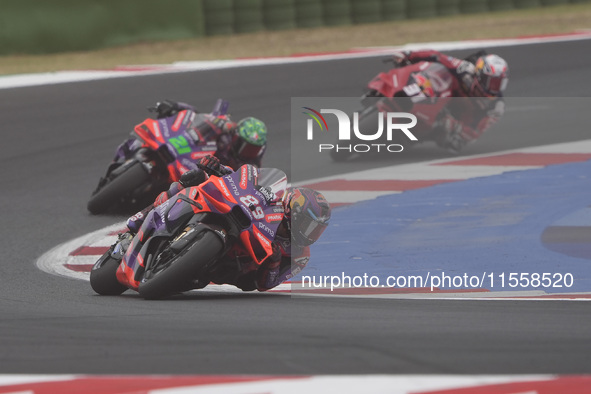 Jorge Martin of Spain and Prima Pramac Racing rides on track during the Race of MotoGP of San Marino at Misano World Circuit in Misano Adria...