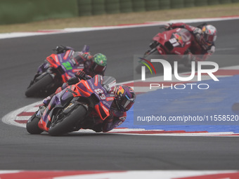 Jorge Martin of Spain and Prima Pramac Racing rides on track during the Race of MotoGP of San Marino at Misano World Circuit in Misano Adria...