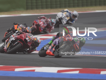 Franco Morbidelli of Italy and Prima Pramac Racing rides on track during the Race of MotoGP of San Marino at Misano World Circuit in Misano...