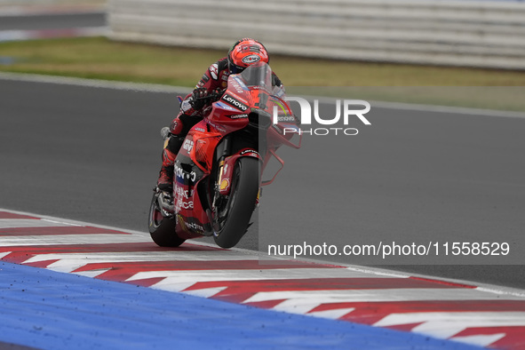 Francesco Bagnaia of Italy and Ducati Lenovo Team participates in the Race of MotoGP of San Marino at Misano World Circuit in Misano Adriati...