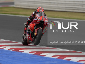 Francesco Bagnaia of Italy and Ducati Lenovo Team participates in the Race of MotoGP of San Marino at Misano World Circuit in Misano Adriati...