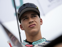 Angel Piqueras and Leopard Racing from Spain look on before the Moto3 Race of MotoGP of San Marino at Misano World Circuit in Misano Adriati...